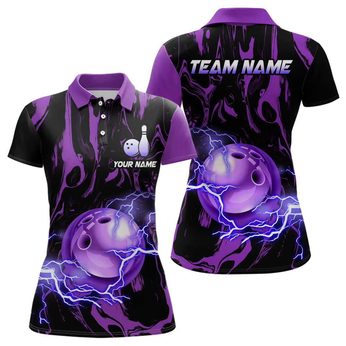 Custom Women Bowling Shirts Polo Bowling Jersey Multicolor Bowling Team League QZT484