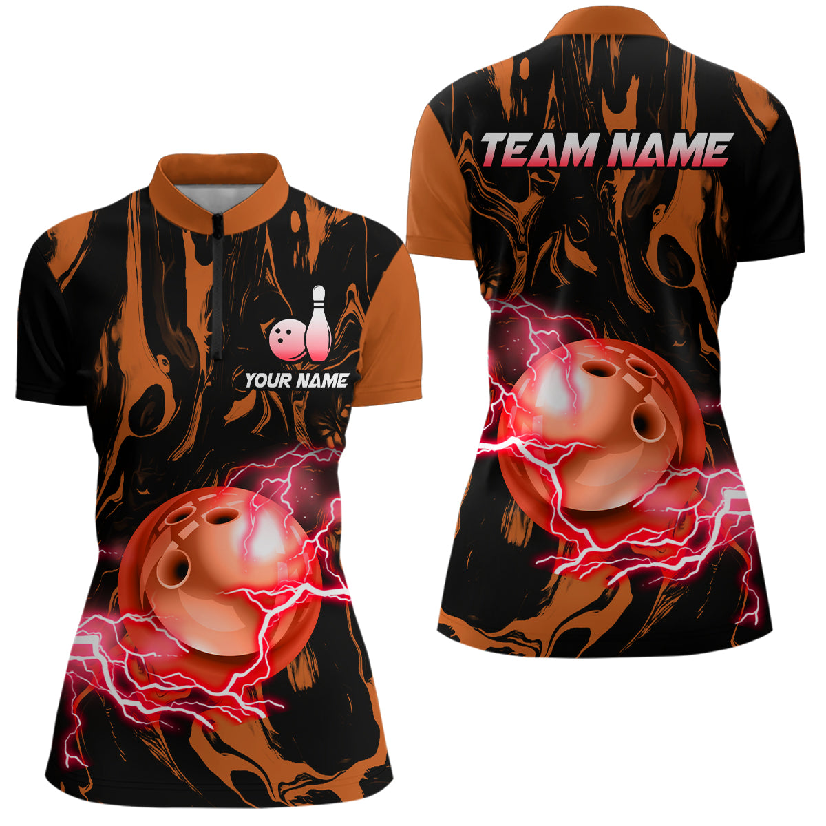 Custom Women Bowling Shirts Quarter Zip Bowling Jersey Multicolor QZT484