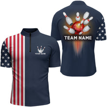 Load image into Gallery viewer, Personalized 3D Men's Bowling Team Jersey Bowling Shirt American Bowling Quarter-Zip Shirt QZT8