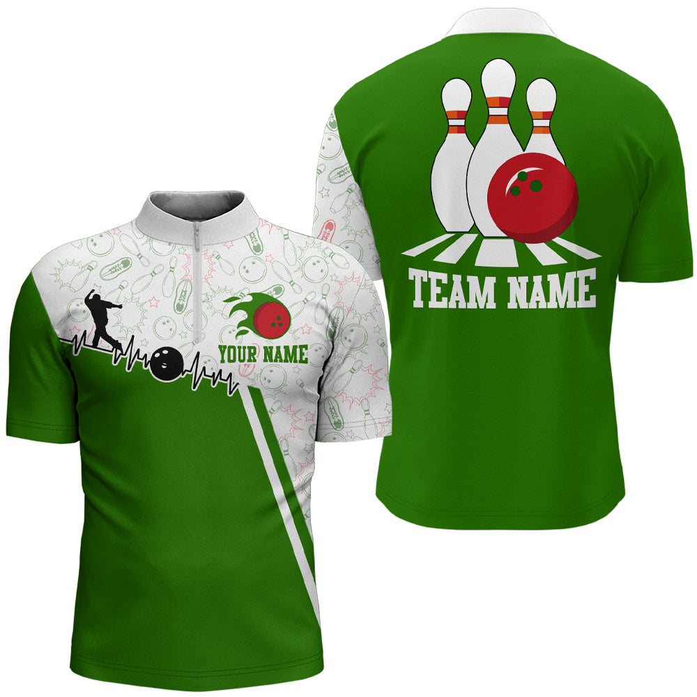 Men's Bowling Shirt Personalized Camo Bowling Jersey 1/4 Zip Bowling Shirt QZT19
