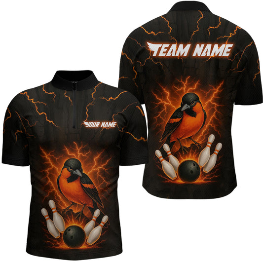 Custom Thunder Lightning Orioles Bowling Shirt Polo & Quarter-Zip Bowling Team League Bowling Jersey QZT716