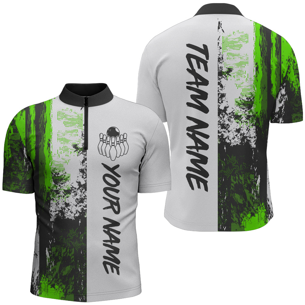 Camo 3D Bowling Shirts Men Custom Bowling Team Jersey Quarter Zip Multicolor QZT469