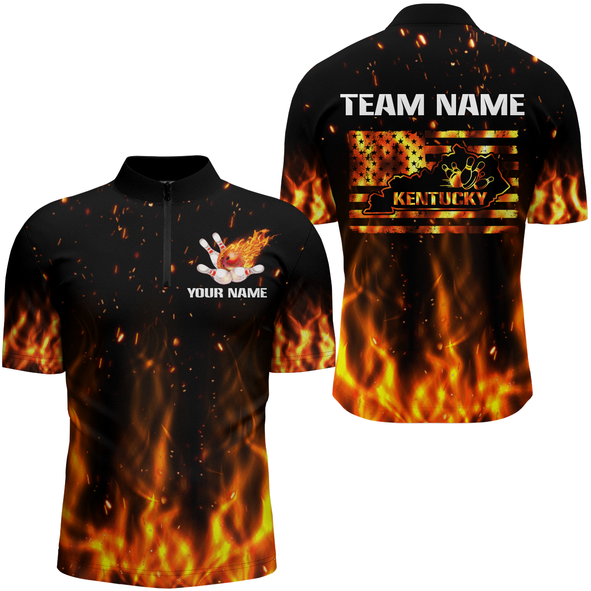 Custom Bowling Green Kentucky for Men, 1/4 Zip Bowling Shirts, Team Shirt Bowling Pin And Ball QZT306