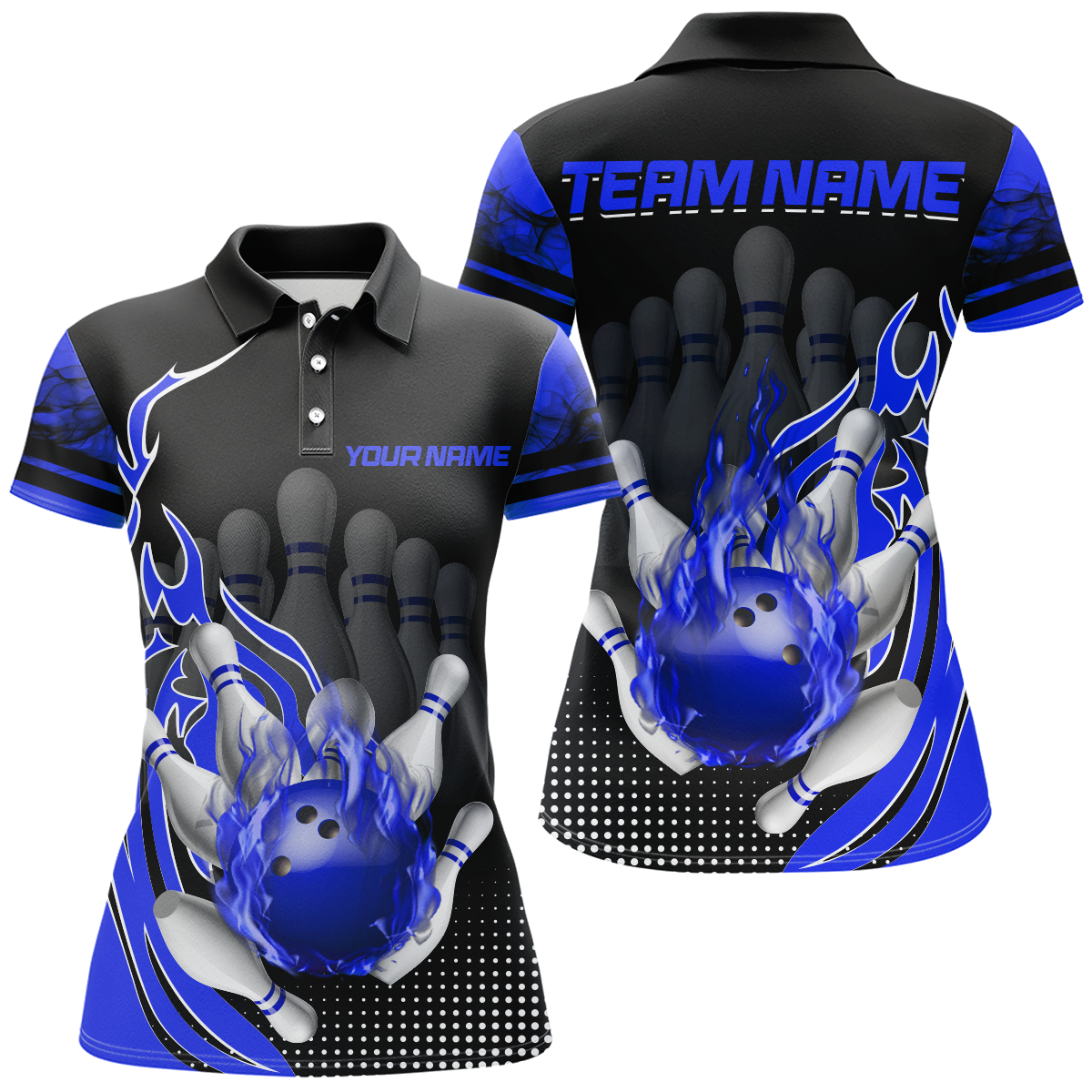 Personalized Flame Bowling Shirts Women Bowling Team League Polo Bowling QZT410