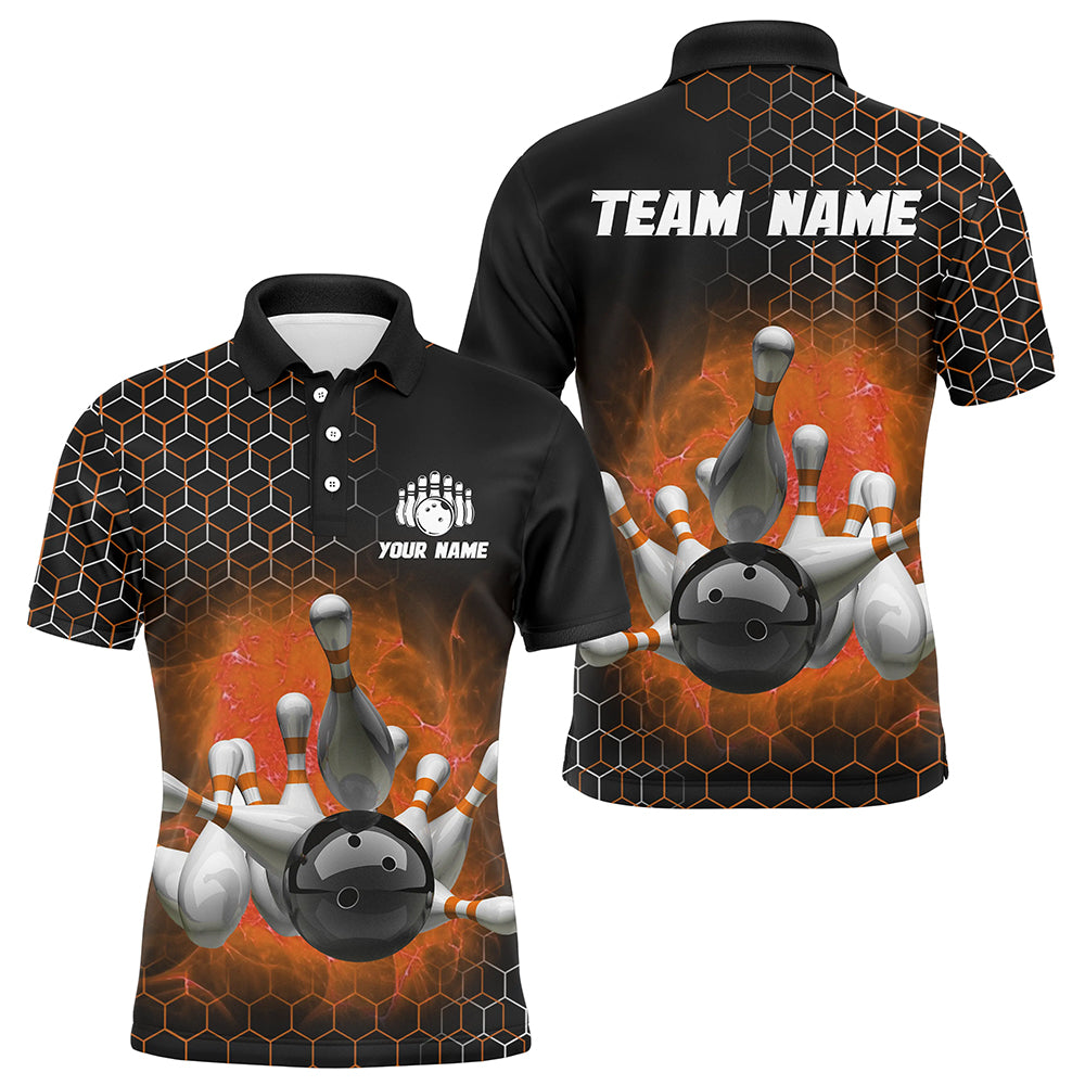 Personalized Orange Bowling Jersey Men and Women Custom Bowling Polo Shirt Team BDT490