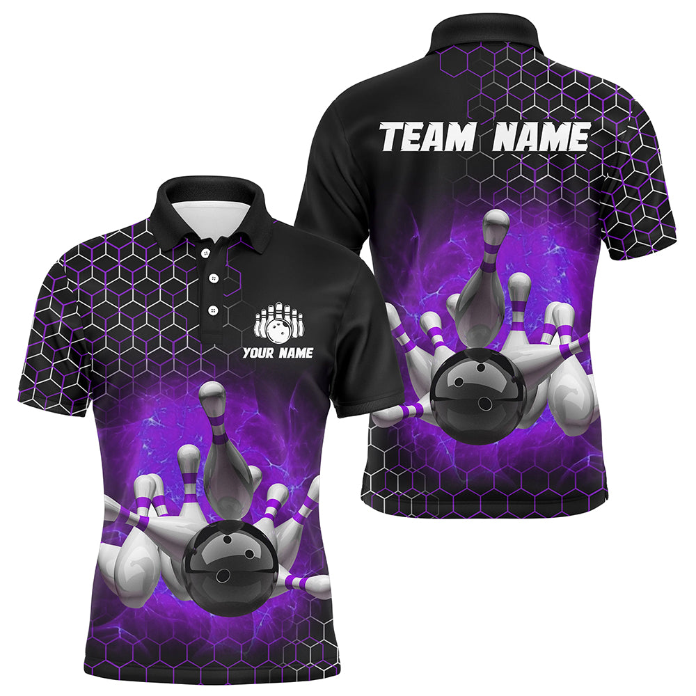 Personalized Purple Bowling Jersey Men and Women Custom Bowling Polo Shirt Team BDT490