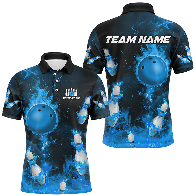 Blue Flame Bowling Shirts Men & Women Custom Bowling Team Jersey Polo Bowling Uniform BDT529