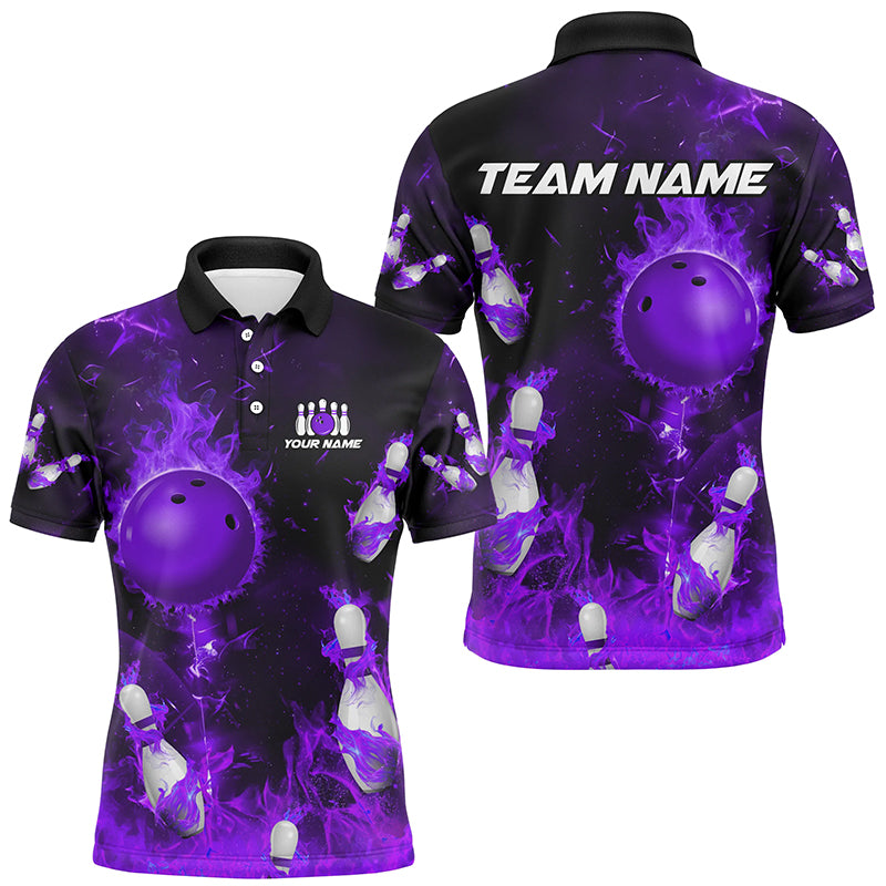 Purple Flame Bowling Shirts Men & Women Custom Bowling Team Jersey Polo Bowling Uniform BDT529