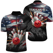 Load image into Gallery viewer, American Bowling Shirt Men And Women Custom Patriotic Bowling Jersey Team Quarter-Zip BDT520