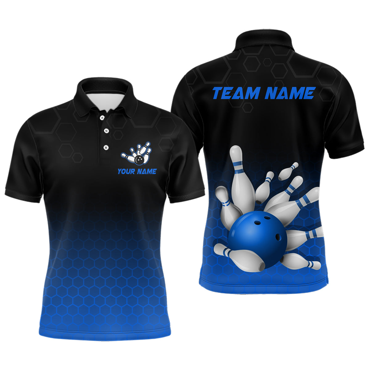 Personalized Blue Bowling Shirt for Men & Women Bowling Team Jersey Bowling Shirts Unisex BDT555