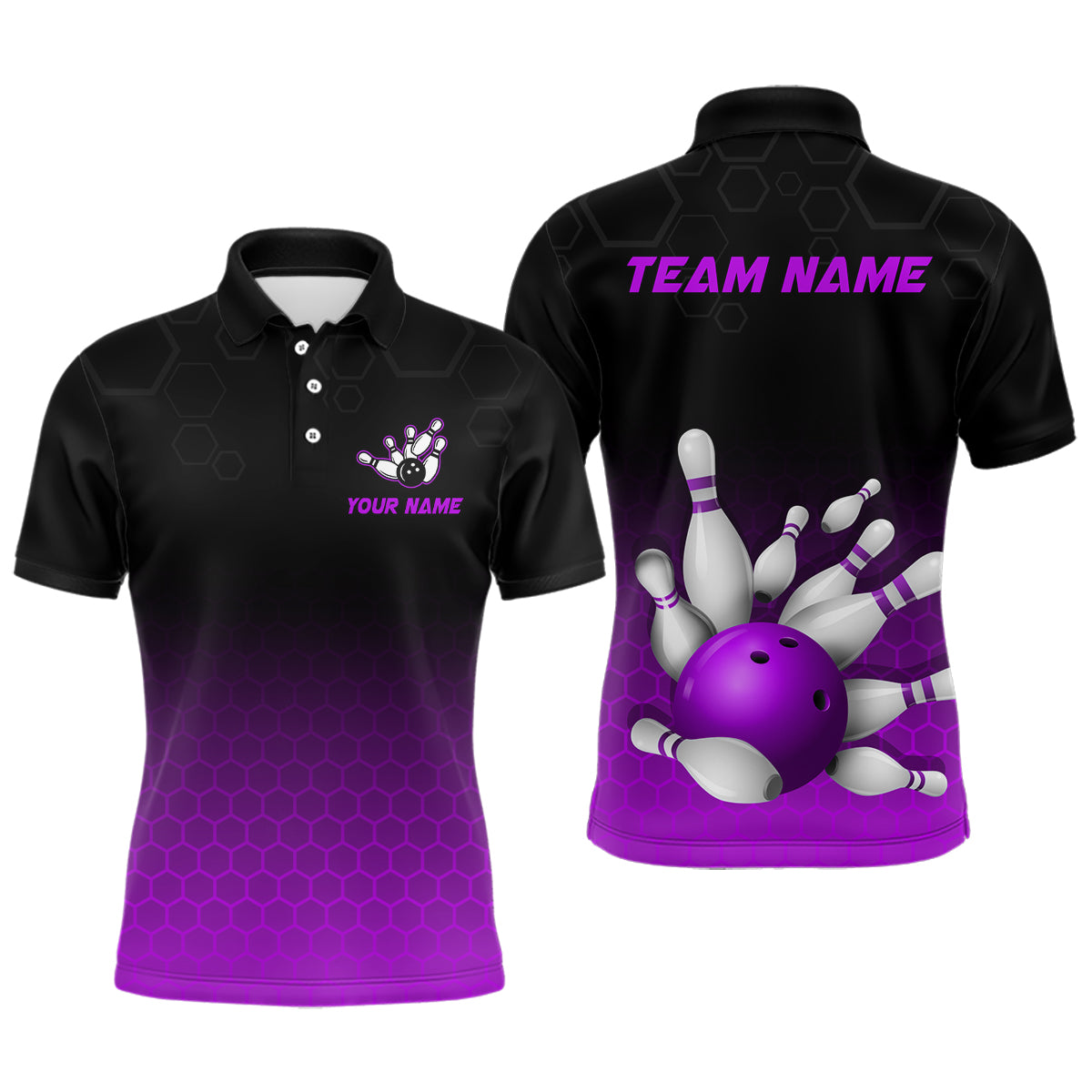 Personalized Purple Bowling Shirt for Men & Women Bowling Team Jersey Bowling Polo BDT555