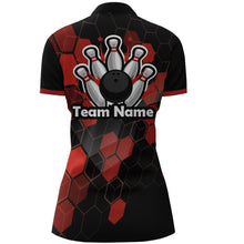 Load image into Gallery viewer, Black&Red Bowling Jersey Women Bowling Team League Shirt Custom Bowling Quarter-Zip Shirt BDT315