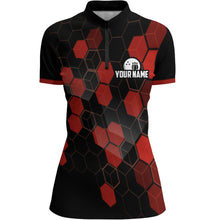 Load image into Gallery viewer, Black&Red Bowling Jersey Women Bowling Team League Shirt Custom Bowling Quarter-Zip Shirt BDT315