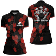 Load image into Gallery viewer, Black&Red Bowling Jersey Women Bowling Team League Shirt Custom Bowling Quarter-Zip Shirt BDT315