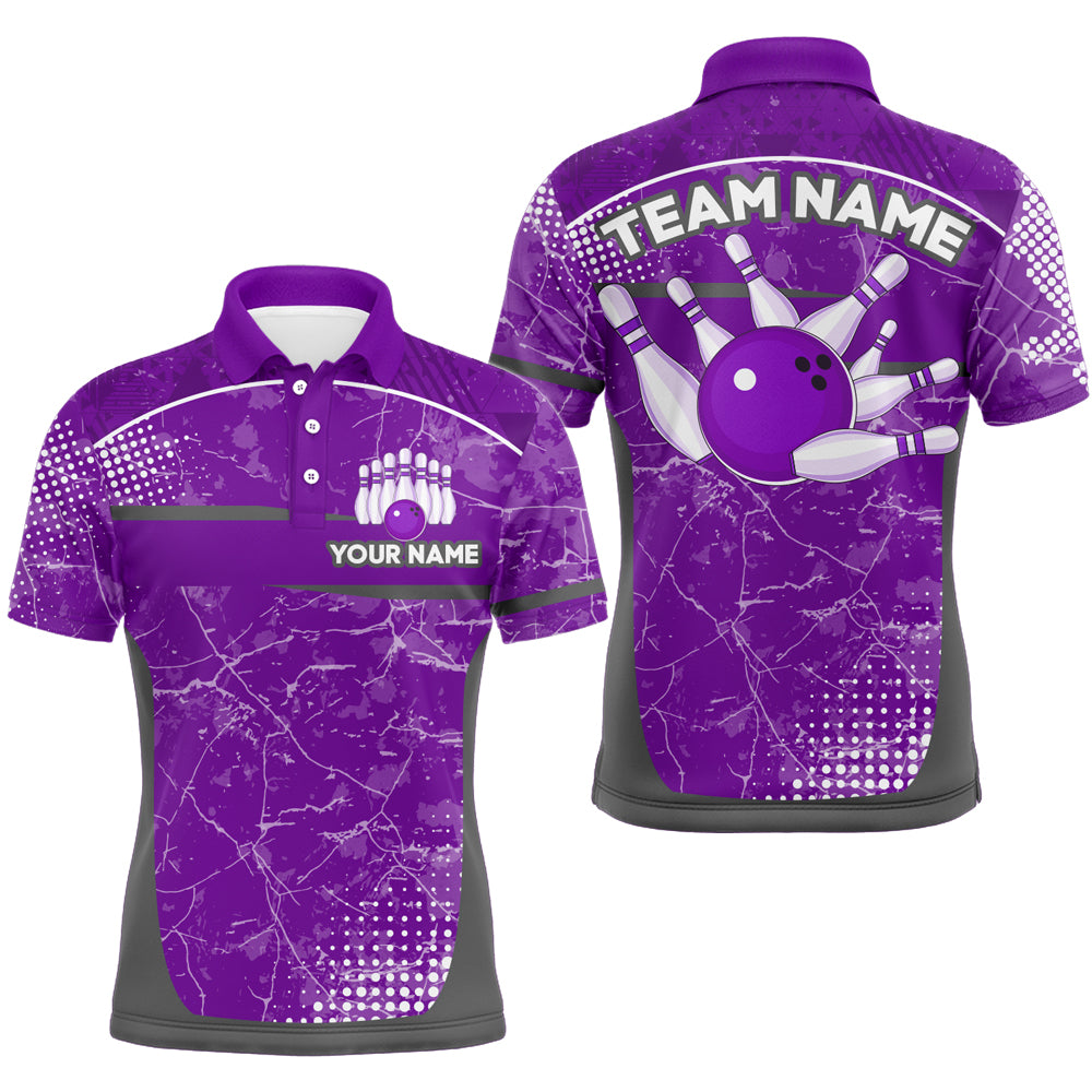Custom Purple Bowling Shirt For Men & Women Camo Bowling Team Jersey Polo Bowling Shirts BDT582