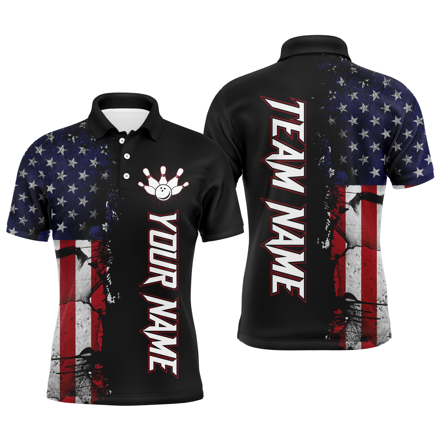 Personalized American Bowling Shirt Men & Women Bowling Team Jersey Black Bowling Polo BDT566