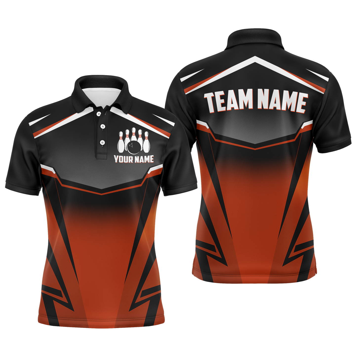 Custom Bowling Shirts Men & Women Orange Bowling Team Jersey Unisex Polo Bowling Uniform BDT530