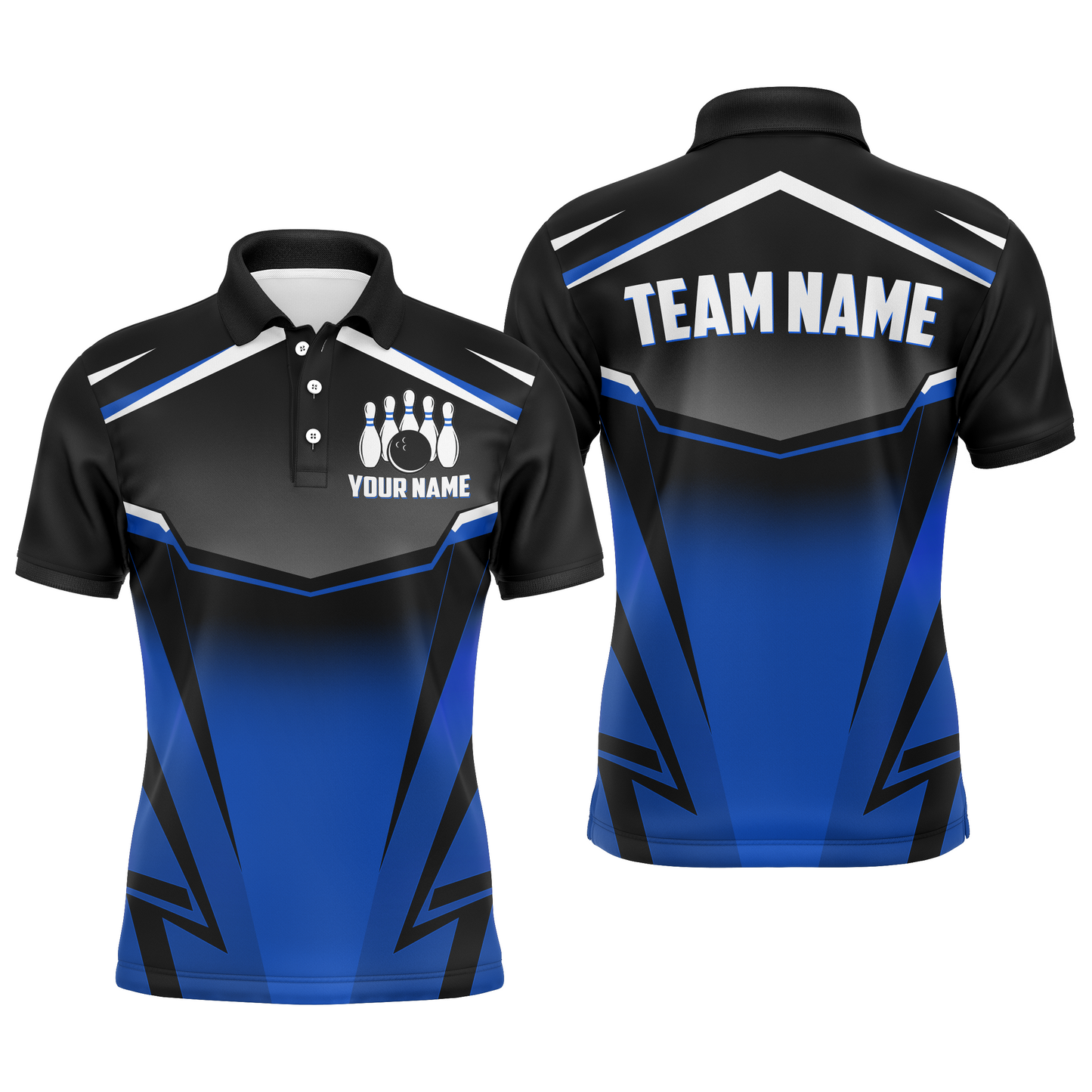 Custom Bowling Shirts Men & Women Blue Bowling Team Jersey Unisex Polo Bowling Uniform BDT530