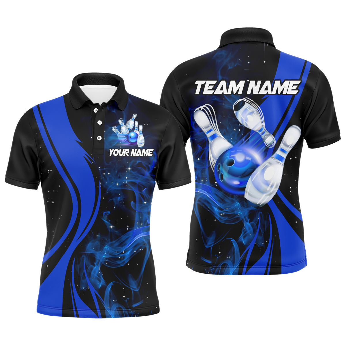 Blue Bowling Shirt Personalized Men & Women Bowling Team Jersey Bowling Polo Shirts BDT570