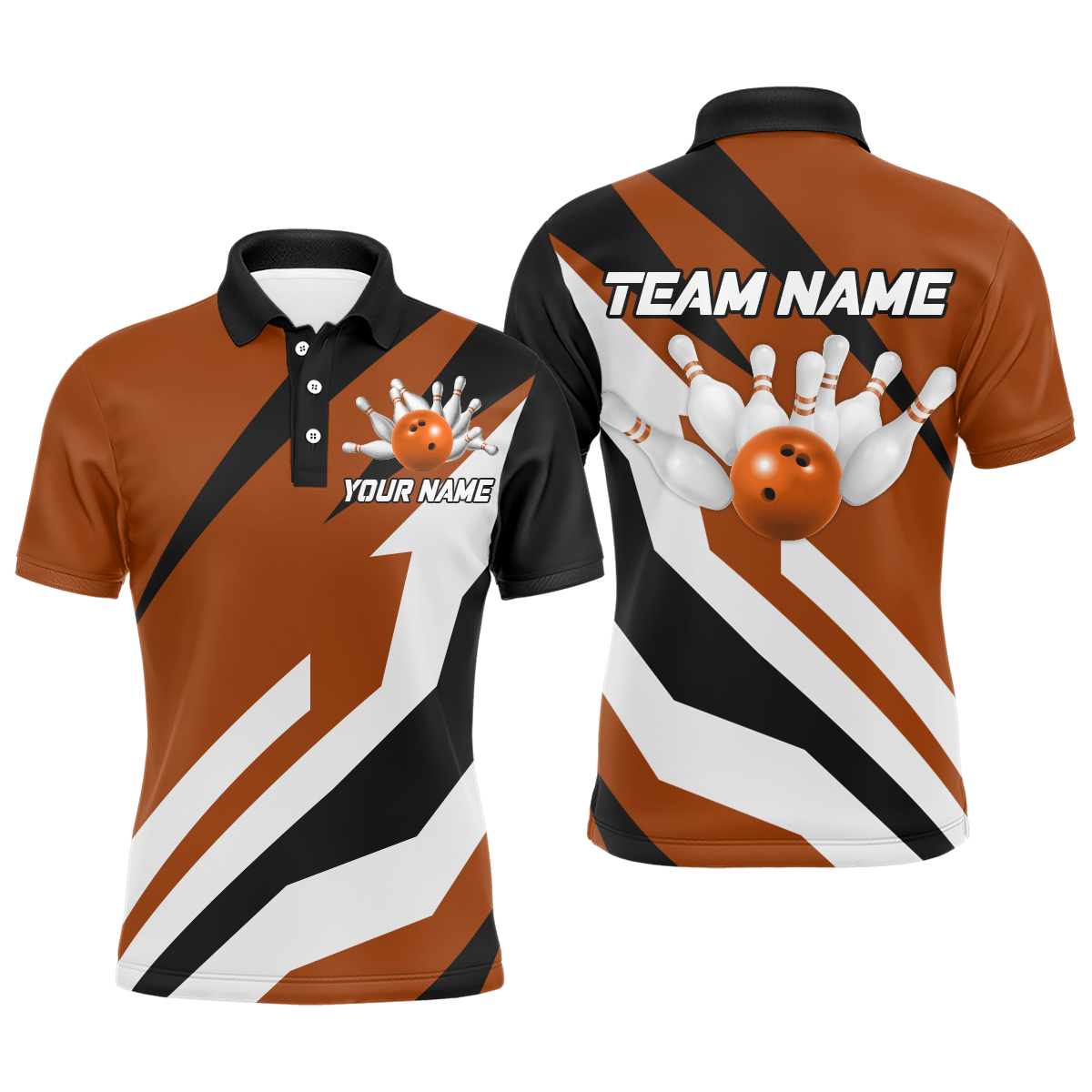 Orange Bowling Polo Shirts Unisex Custom Bowling Jersey for Men & Women Bowling Team League BDT553