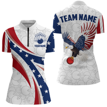 Load image into Gallery viewer, American Bowling 1/4 Zip Shirt Men & Women Custom Eagle Bowling Team Jersey Patriotic BDT560