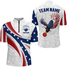 Load image into Gallery viewer, American Bowling 1/4 Zip Shirt Men & Women Custom Eagle Bowling Team Jersey Patriotic BDT560