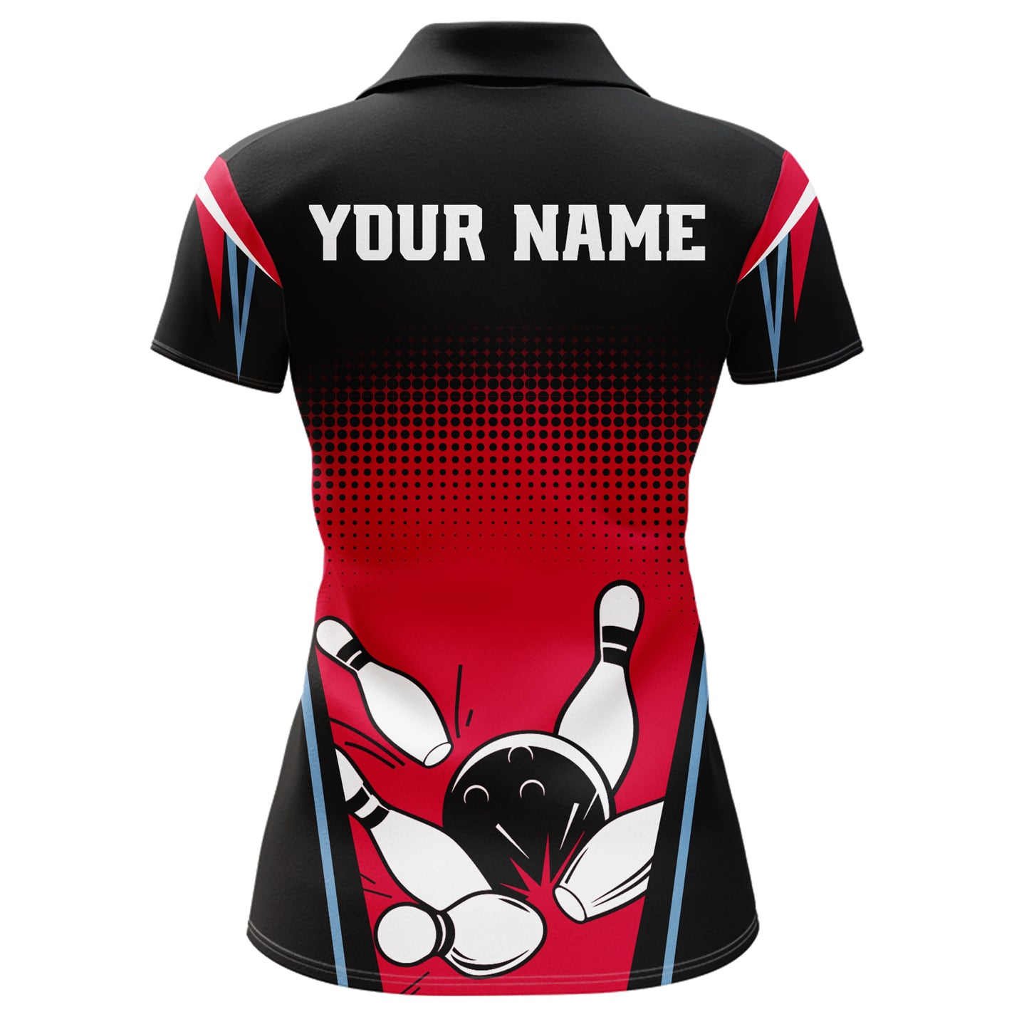 Custom Bowling Polo Shirt Black&Red Bowling Jersey For Women Custom Bowling Team Shirts BDT256