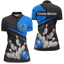 Load image into Gallery viewer, Blue Bowling Shirt for Men&Women Team Bowling Jersey Colorful Bowling Polo & 1/4 Zip MBL49