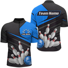 Load image into Gallery viewer, Blue Bowling Shirt for Men&Women Team Bowling Jersey Colorful Bowling Polo & 1/4 Zip MBL49
