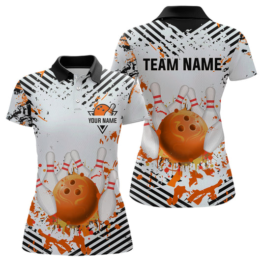 Orange Bowling Shirts Custom Watercolor Bowling Jersey for Men Women with Team Name MBL53
