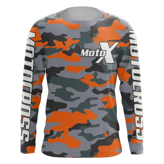 Camo Motocross Racing Jersey UPF30+ Youth Dirt Bike Shirt for Kids Mens Women MotoX Off-road XM127