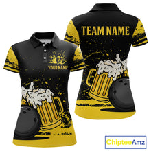 Load image into Gallery viewer, Custom Funny Beer Bowling Women Shirts Bowling Uniform Polo & 1/4 Zip Bowling Team Jerseys HNT98