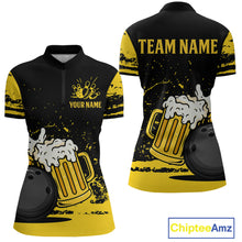 Load image into Gallery viewer, Custom Funny Beer Bowling Women Shirts Bowling Uniform Polo & 1/4 Zip Bowling Team Jerseys HNT98