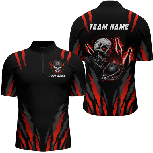 Skull Bowling Custom Men Bowling Polo & Quarter-Zip Bowling Team Jerseys HNT47