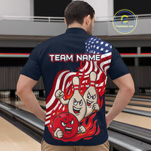 Load image into Gallery viewer, Custom American Flag Bowling Men Polo & 1/4 Zip Shirts Funny Flame Bowling Team Jerseys HNT92