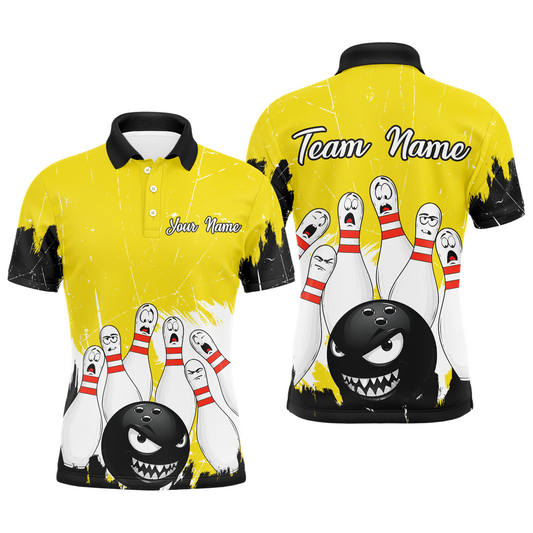 Yellow Bowling Jersey Men And Women Custom Funny Bowling Shirts Unisex Polo Bowling Team Shirt CP15
