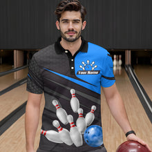 Load image into Gallery viewer, Blue Bowling Shirt for Men&Women Team Bowling Jersey Colorful Bowling Polo & 1/4 Zip MBL49