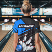 Load image into Gallery viewer, Blue Bowling Shirt for Men&Women Team Bowling Jersey Colorful Bowling Polo & 1/4 Zip MBL49