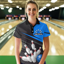 Load image into Gallery viewer, Blue Bowling Shirt for Men&Women Team Bowling Jersey Colorful Bowling Polo & 1/4 Zip MBL49