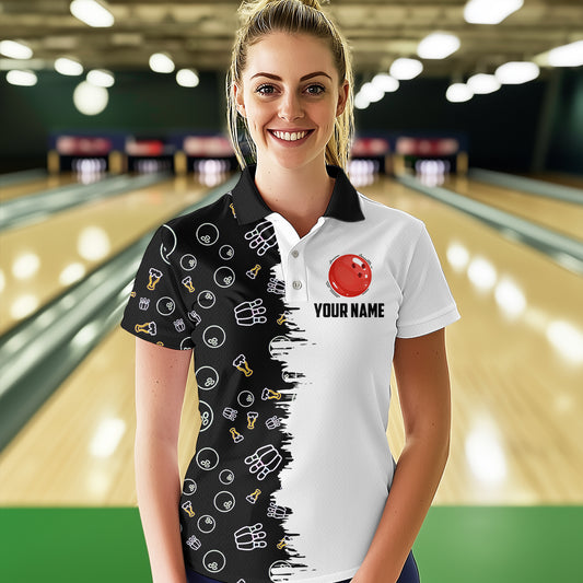 Custom Beer Bowling Shirt Funny Bowling Team League Polo Bowling Shirt for Women QZT403
