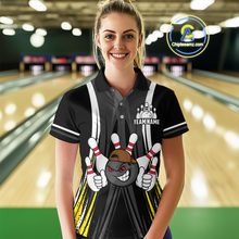 Load image into Gallery viewer, Custom Funny Bowling Women Shirts Bowling Uniform Polo & 1/4 Zip Bowling Team Jerseys HNT101
