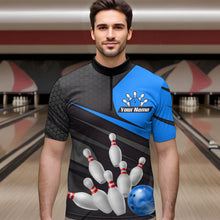 Load image into Gallery viewer, Blue Bowling Shirt for Men&Women Team Bowling Jersey Colorful Bowling Polo & 1/4 Zip MBL49