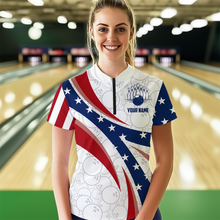 Load image into Gallery viewer, American Bowling 1/4 Zip Shirt Men & Women Custom Eagle Bowling Team Jersey Patriotic BDT560