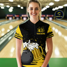 Load image into Gallery viewer, Custom Funny Beer Bowling Women Shirts Bowling Uniform Polo & 1/4 Zip Bowling Team Jerseys HNT98