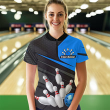 Load image into Gallery viewer, Blue Bowling Shirt for Men&Women Team Bowling Jersey Colorful Bowling Polo & 1/4 Zip MBL49