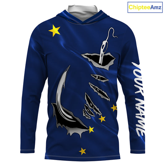 Alaska Flag Fishing 3D Fish Hook Personalized UV long sleeves performance fishing shirts - IPHW485