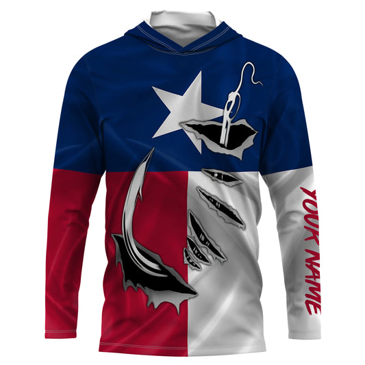 Personalized Texas Shirts 3D Fish hook UV Protection Fishing shirts - Custom Long sleeve performance Fishing Shirts - IPH1891