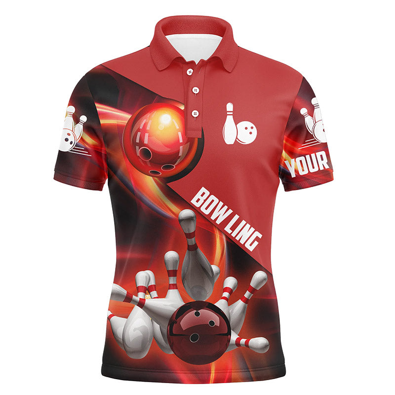 Custom red bowling shirt for men – personalized team jersey front view