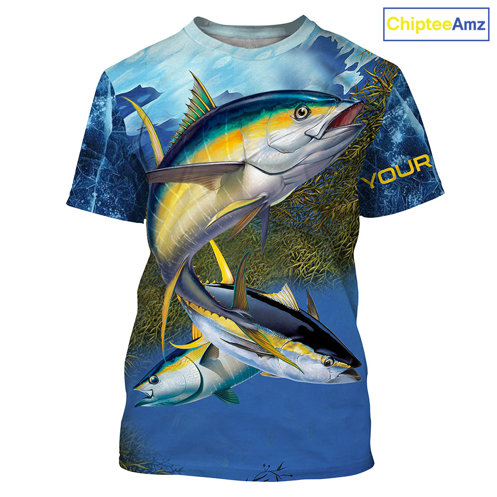 Tuna fishing blue deep sea Custom UPF fishing Shirts jersey, custom fishing shirts with hood NQS3216