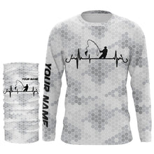 Load image into Gallery viewer, Fishing Heartbeat American flag fishing rod custom name Long Sleeve performance Fishing Shirts jerseys NQS4533